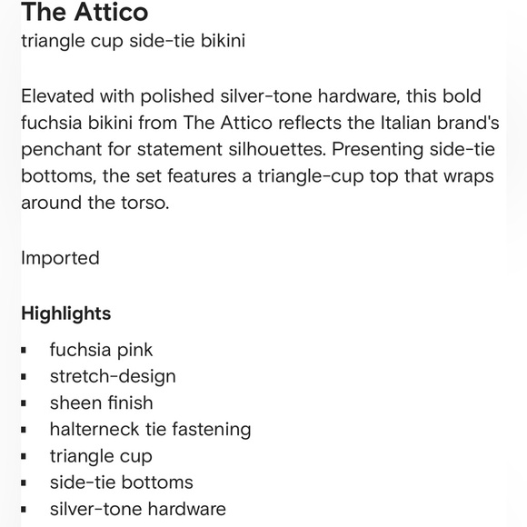 The ATTICO Fuchia Sheen Side Tie Bikini Set - Picture 7 of 11